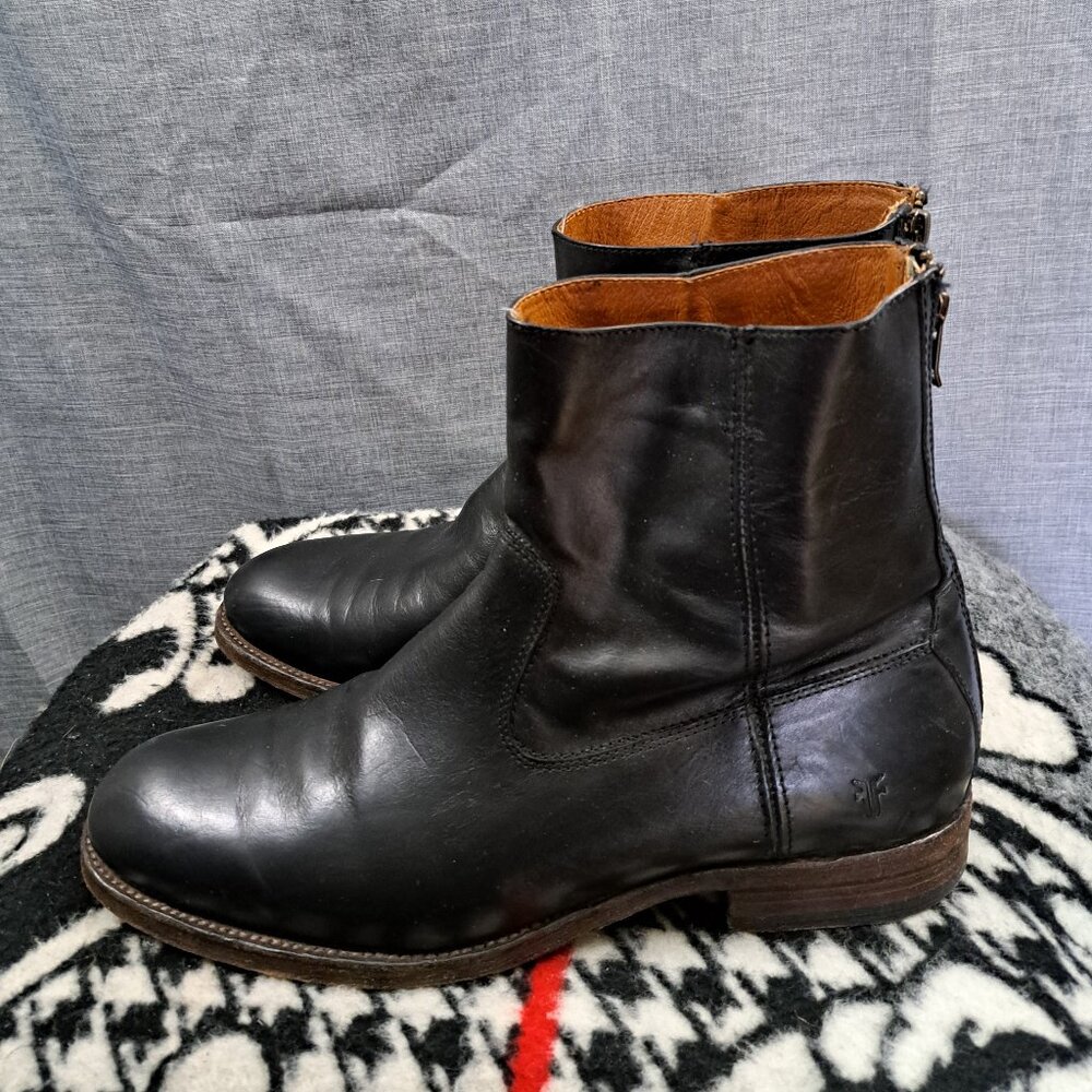 % Frye Size 12D Boots Men Leather Black D16